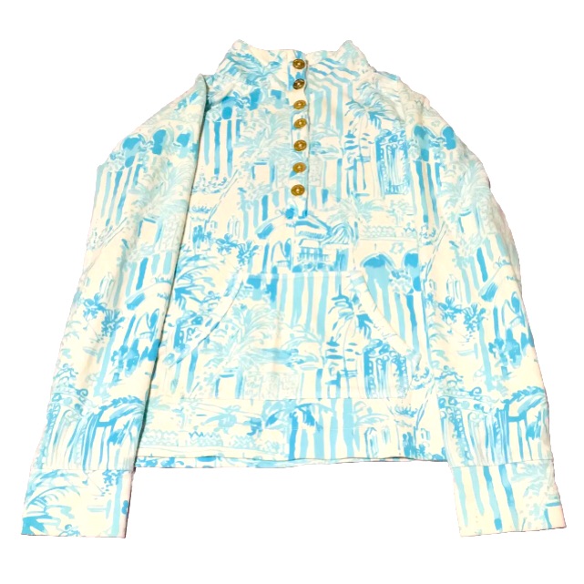 Lilly Pulitzer Womens Small Skipper Captain Blue & White L/S Popover Pullover
